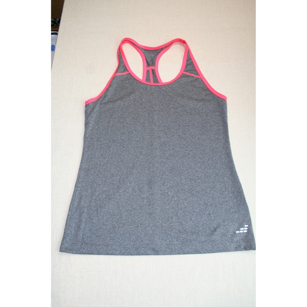 BCG Womens Racerback Activewear Tank Top Gray Pink Trim Size Small Workout Gym